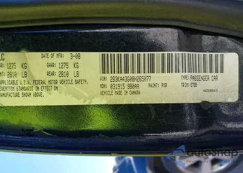 2008 Dodge Charger z USA, uszkodzony, nr VIN 2B3KA43G08H265077